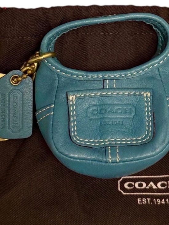 Coach Handbags - Vintage Coach Ergo Legacy Leather Teal Mini Hobo Bag Charm Keychain Keyring Rare